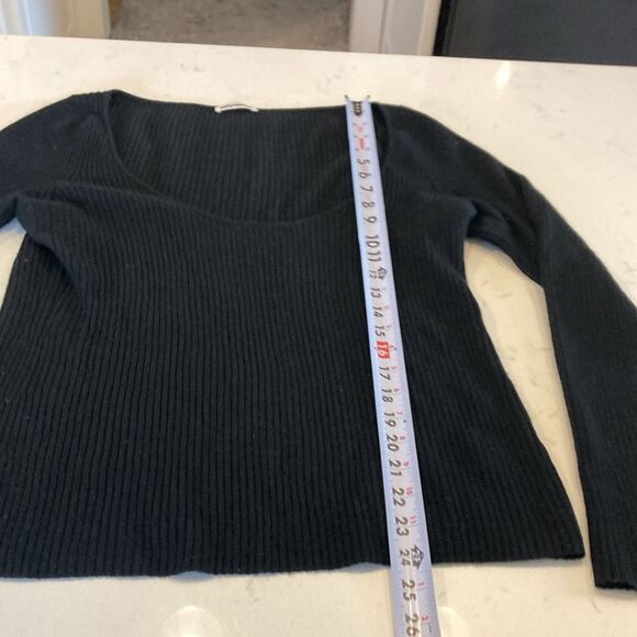 Reformation Cashmere Black Ribbed Scoop Neck Mia Cashmere Sweater XL - Picture 5 of 8